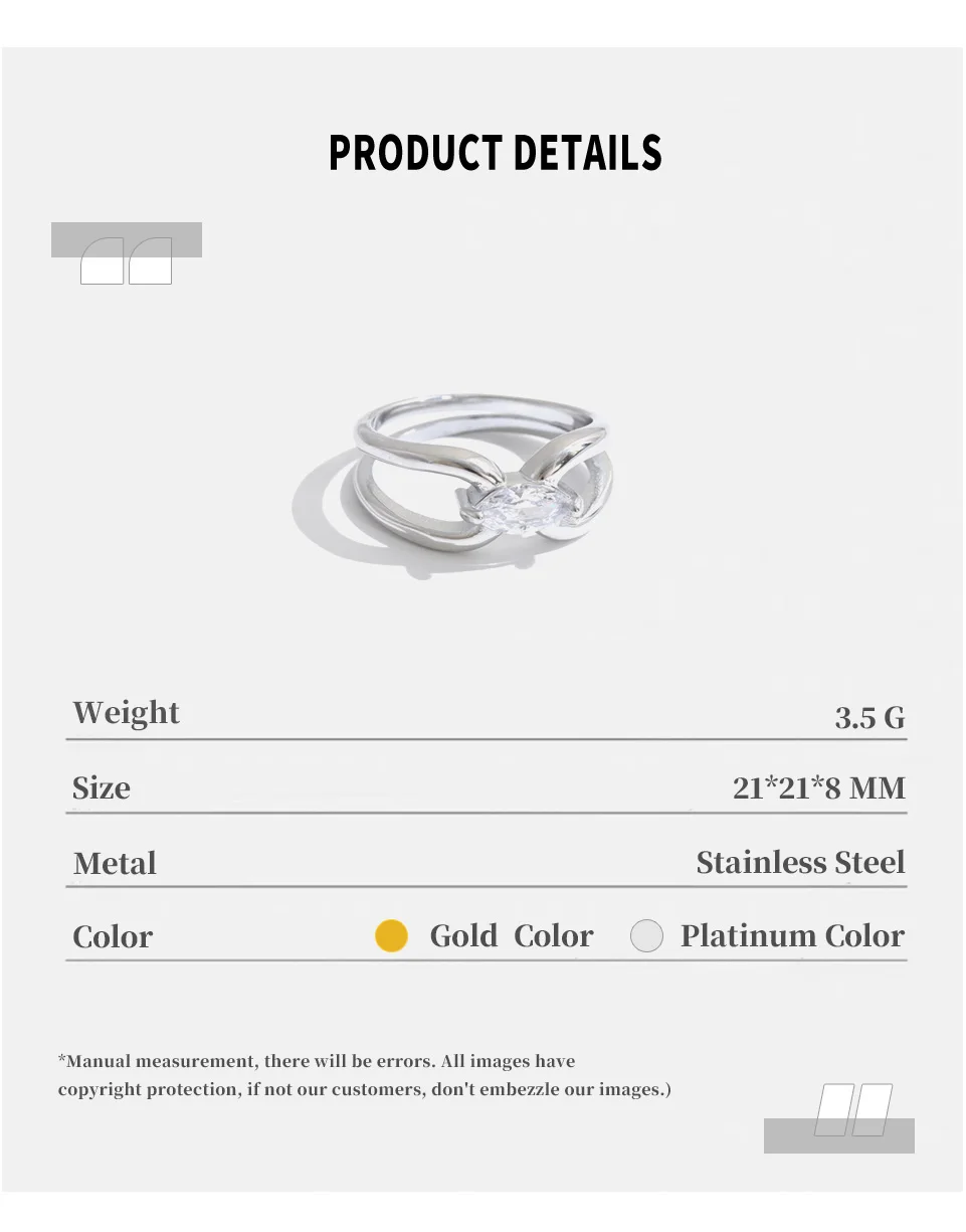 NiNice Size 6789 New Arrivals CZ Ring Premium Stainless Steel Twisted Double-Layer Party Daily Women Jewelry Versatile Gift - view 6