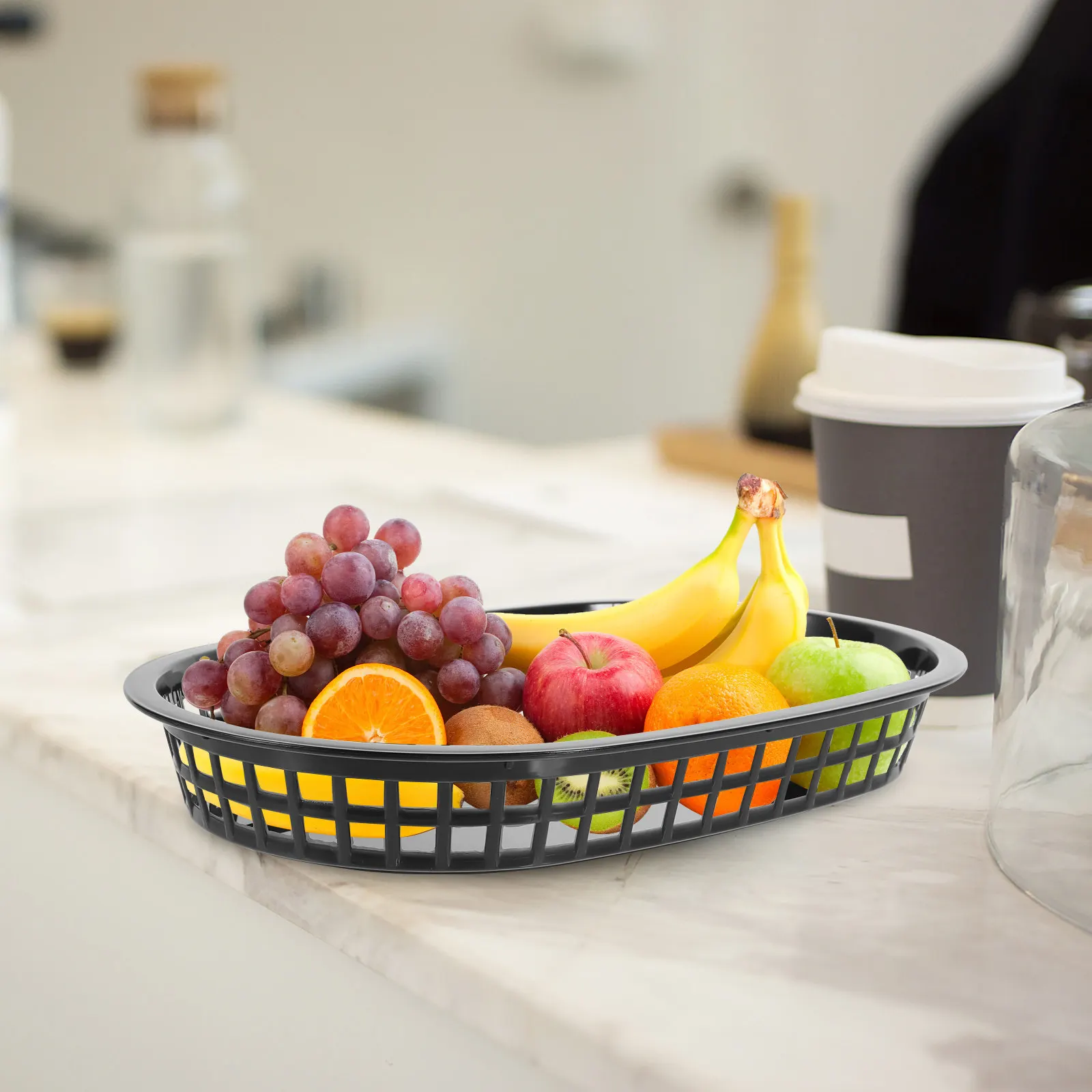 6Pcs Oval Plastic Storage Basket for Picnics Outdoor Snacks Fruit Candy Biscuits Hot Dog Chips Serving Decorative Kitchen
