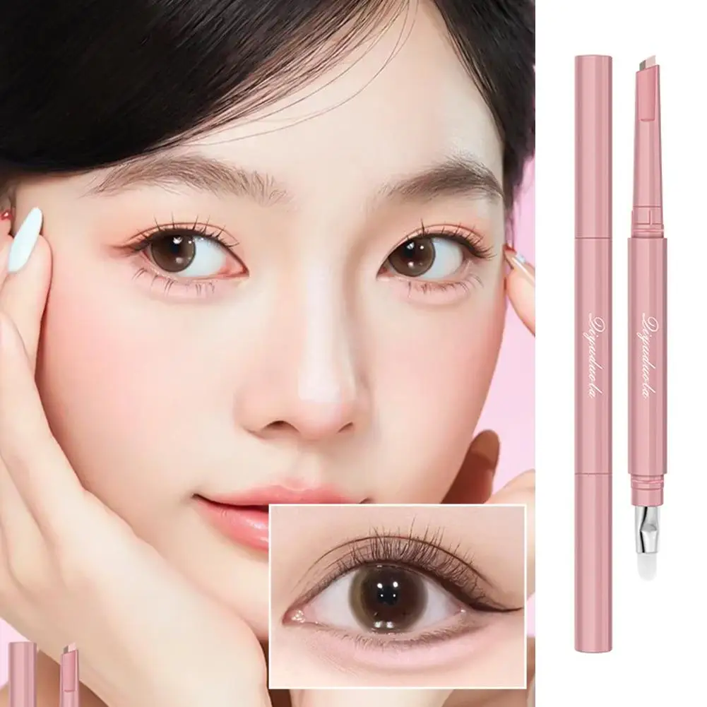 1 Uds. Lápiz de gusano de seda de doble cabeza textura de crayón suave y sedoso fácil de usar delineador de ojos Gel de secado rápido lápiz delineador de ojos impermeable