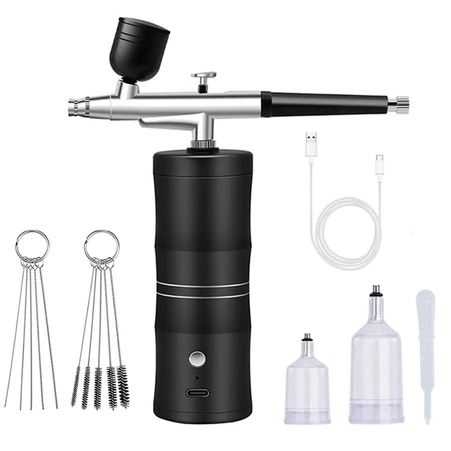 Portable Airbrush Kit With Compressor USB Rechargeable Spray Gun For Beauty Painting Nail Art Model  Makeup Face