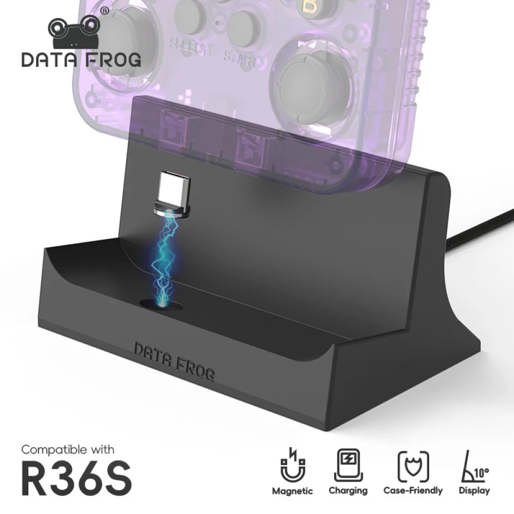 R36S Gaming Console Magnetic Charging Base Type C Desktop Dock Holder Stand Cradle Durable Plastic Power Station