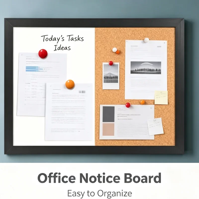 Magnetic Writing Board Whiteboard Cork Combination Wall Mounted Memo Panel For Office Home School Note Display Organizer