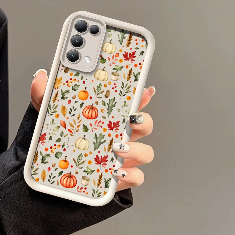 Autumn Pumpkin Floral Leaf Print Phone Case For Redmi Note 15 Pro Plus 14 13 12 Turbo 12S 12R Silicon Soft Shockproof Cover Capa