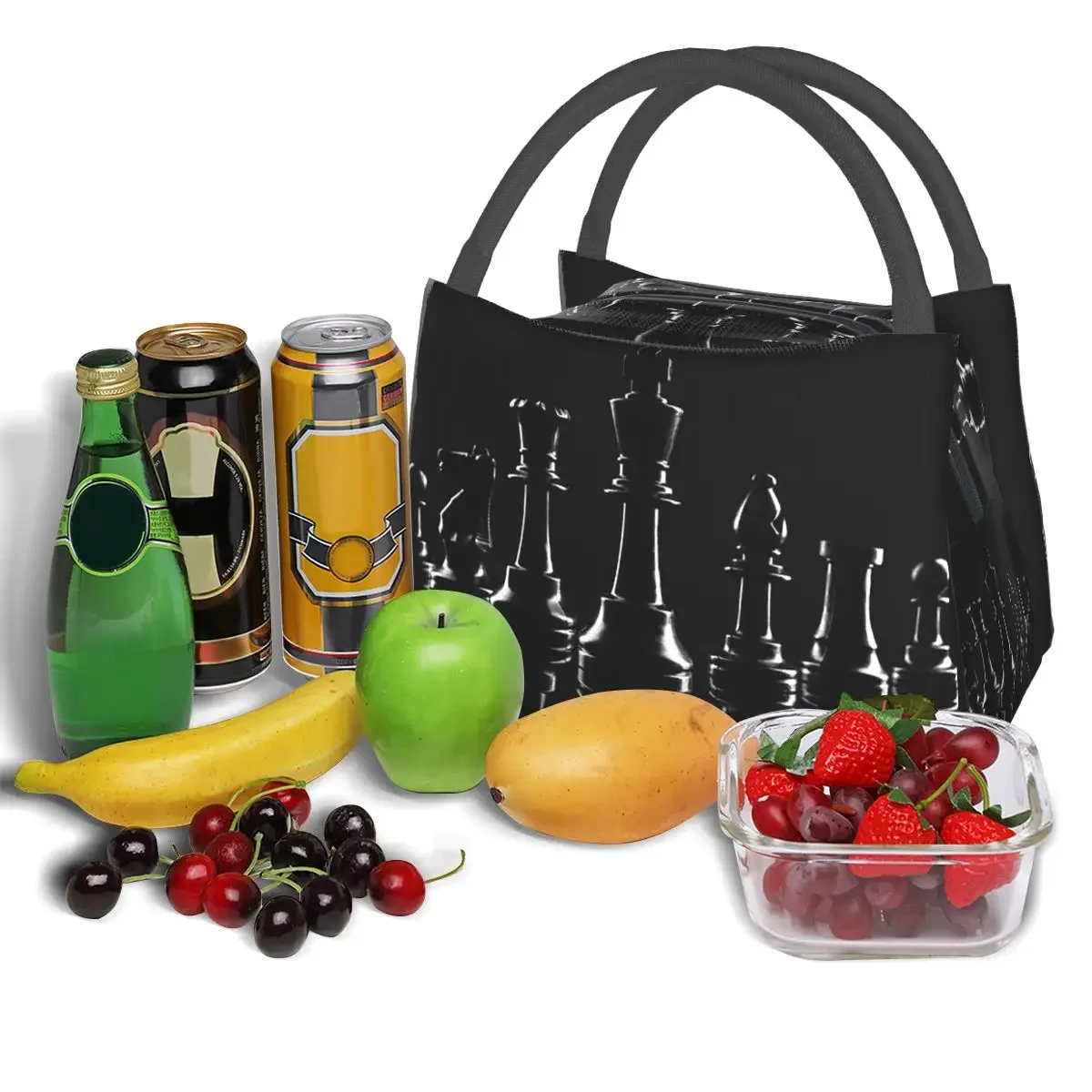 Black King Chess The chessboard Insulated Lunch Bag for Women Kids Leakproof Food Boxes Thermal Lunch Box Tote