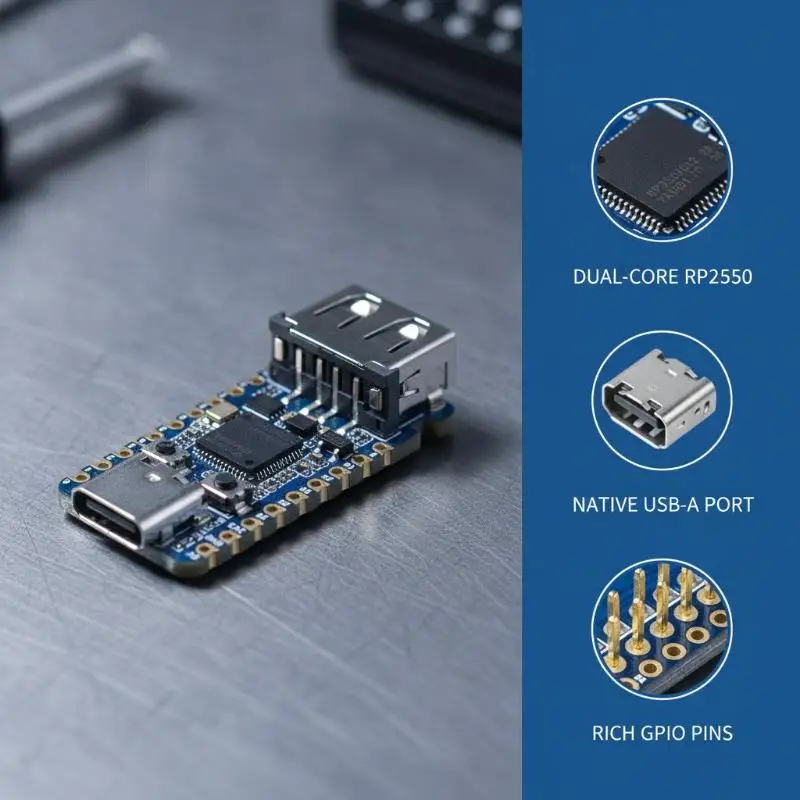 RP2350A Mini Development Board USB-A Host Port 15 GPIO Stamp Hole PIO Expansion Dual Core Cortex M33 for CircuitPython Embedded