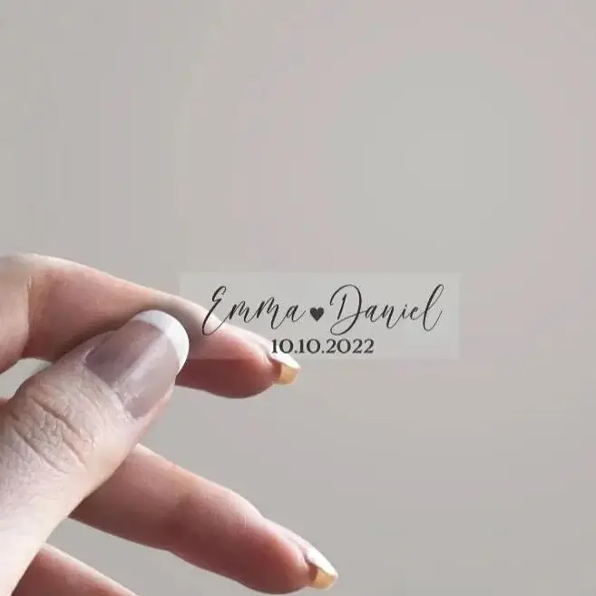 Custom Transparent Sticker Personalized Clear Thank You Label Wedding Name Text Brand Logo Tag Print For Small Bussiness Pack