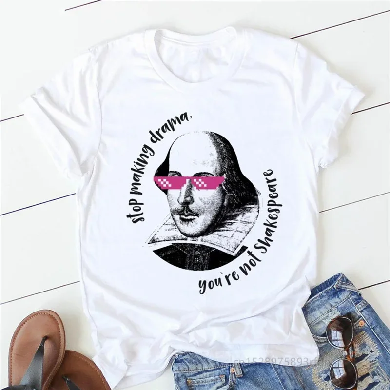 Heißer Verkauf der Saison Shakespeare Drama Print Rundhals Kurzarm T-Shirt Damenmode Cross-Border Wish/Ebay Modal Mater