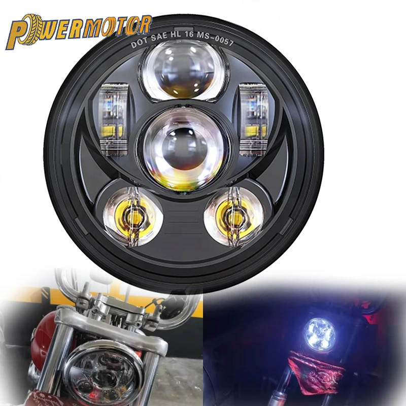 For Harley Sportster Dyna FX Softail With 5.75inch Motorcycle LED Headlight For 5 3/4