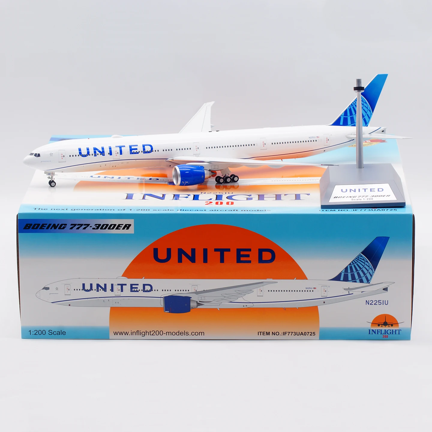 

IF773UA0725 Alloy Collectible Plane Gift INFLIGHT 1:200 United Airlines Boeing B777-300ER Diecast Aircraft Jet Model N2251U