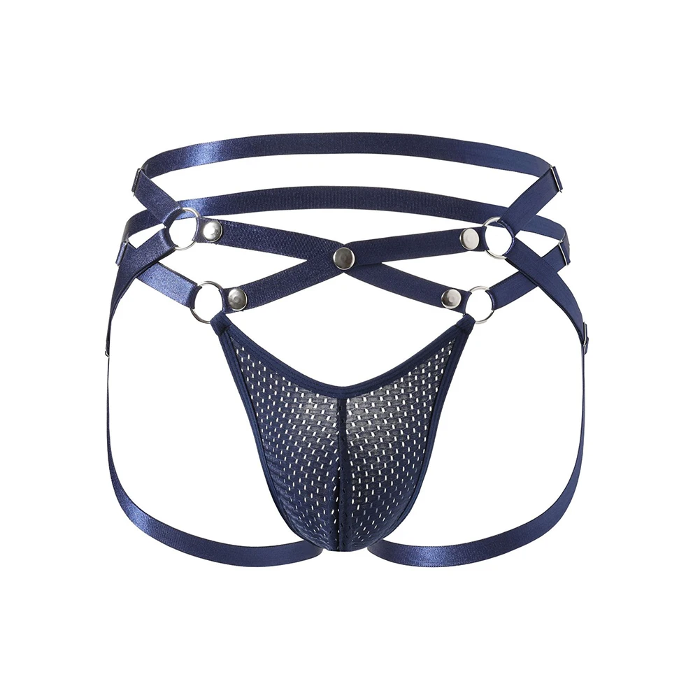 للارتداء اليومي للمناسبات غير الرسمية سراويل داخلية قصيرة للرجال باللون الأزرق على شكل حرف G لون سادة متوسطة الحجم جديدة تمامًا