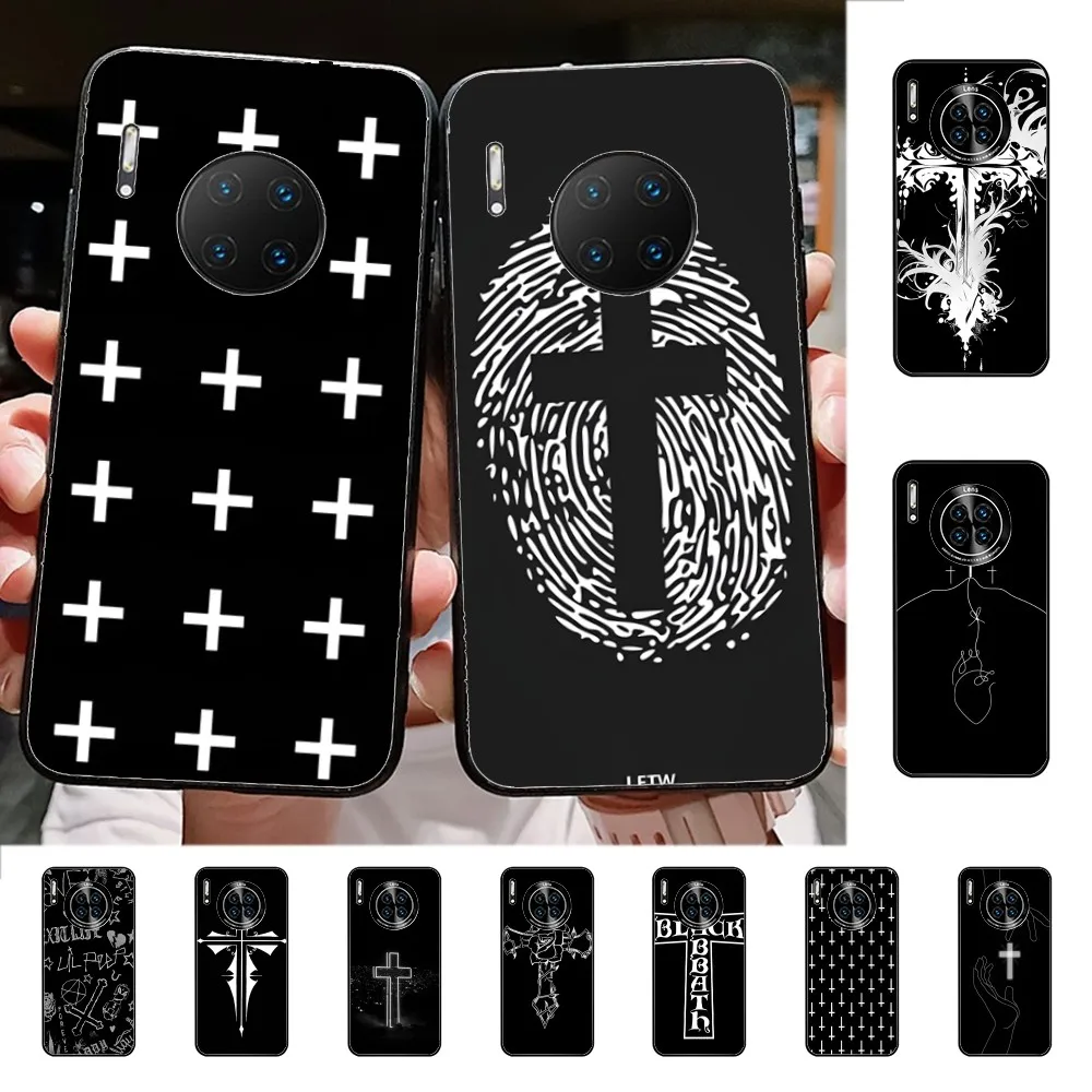 

Black White Cross Print Phone Case For Huawei Mate 10 20 30 40 50 Lite Pro Nova 3 3i 5 6 SE 7 Pro 7SE