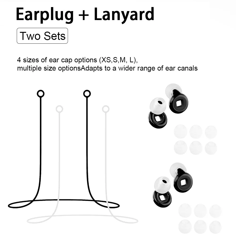 Reusable Silicone Earplugs with Lanyard Noise Reduction Ear Guards Waterproof Skin Friendly for Travel Pool Bath Commuting