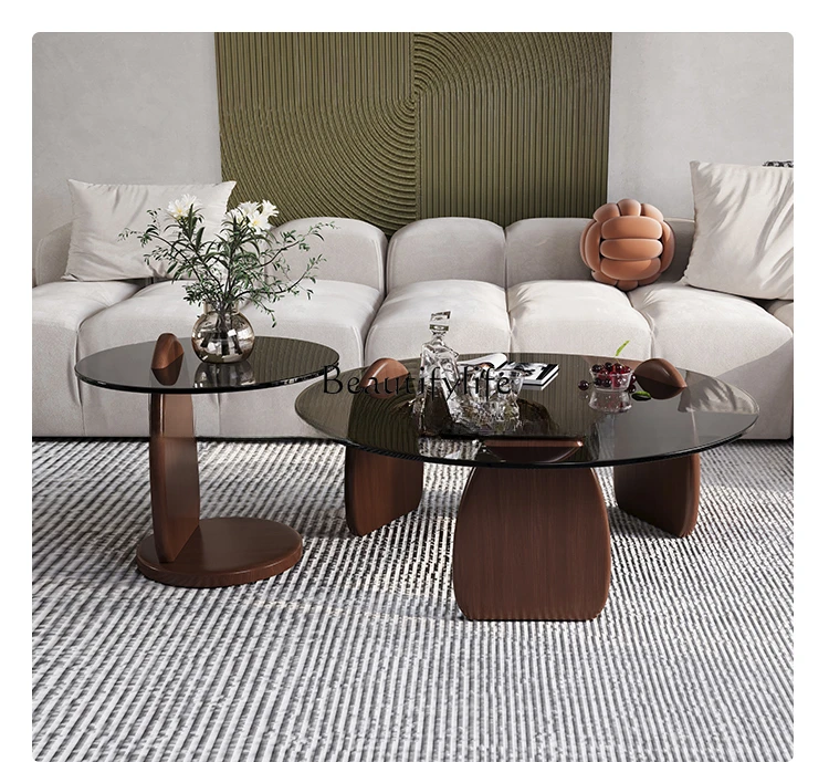 Italian Home Modern Minimalist Tempered Glass Tea Table