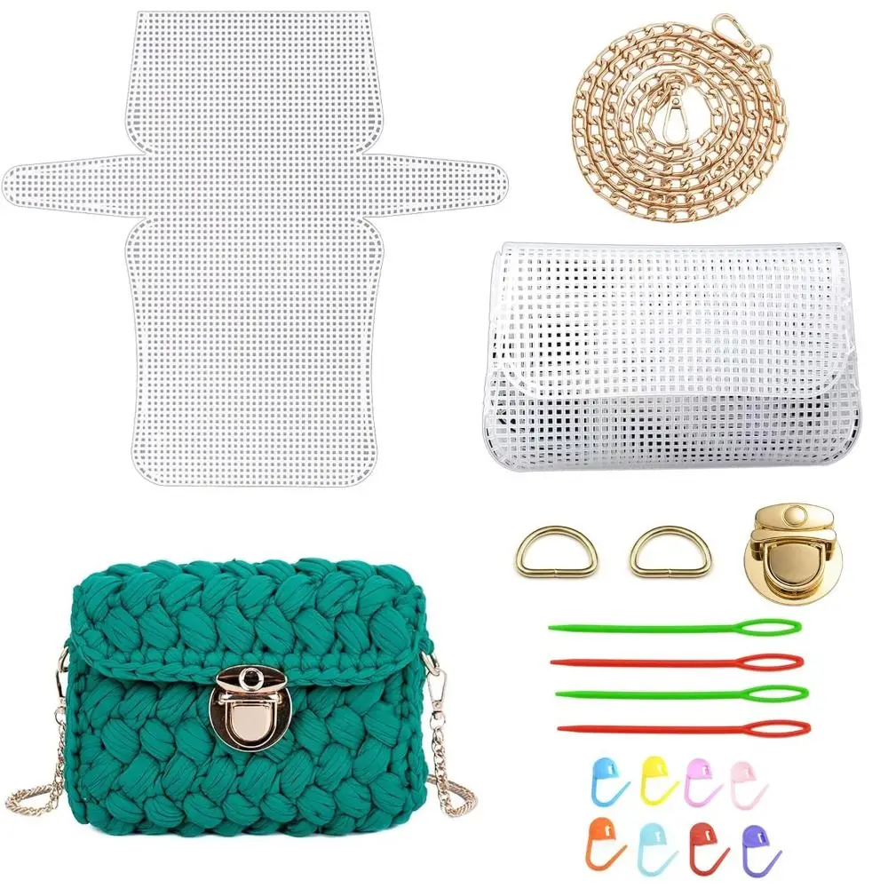 Bag Accessories Plastic Bag Mesh Grid Set Handmade White Crochet Bags Kit Mesh Plastic Canvas