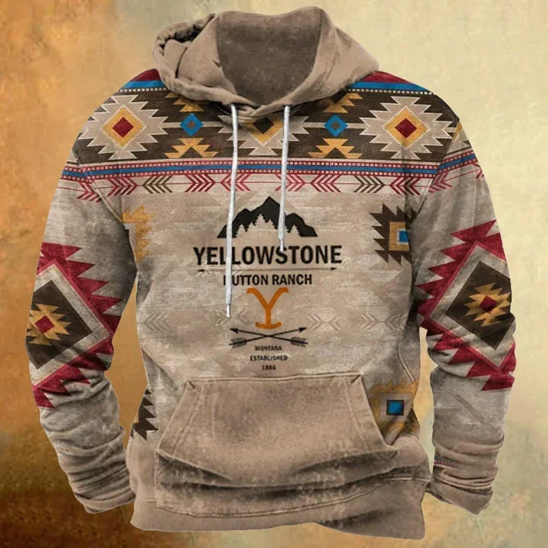 Podzim zima muži mikiny dlouhé rukáv pulovr vintage yellowstone potištěné nadrozměrné móda pouliční oblečení vysoká kvalita hot-selling