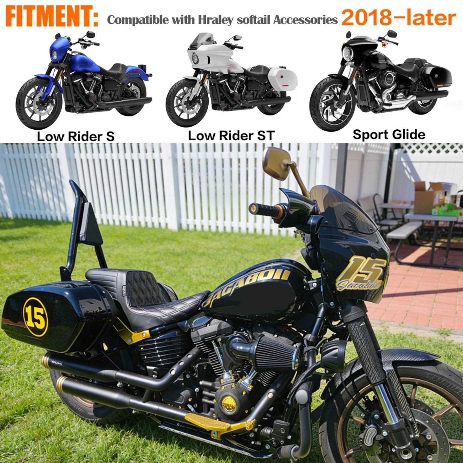 For Harley 18-26 Softail Sport Glide Low Rider ST FXLR FXLRS Detachable Motorcycle Backrest Passenger Sissy Bar & Luggage Rack