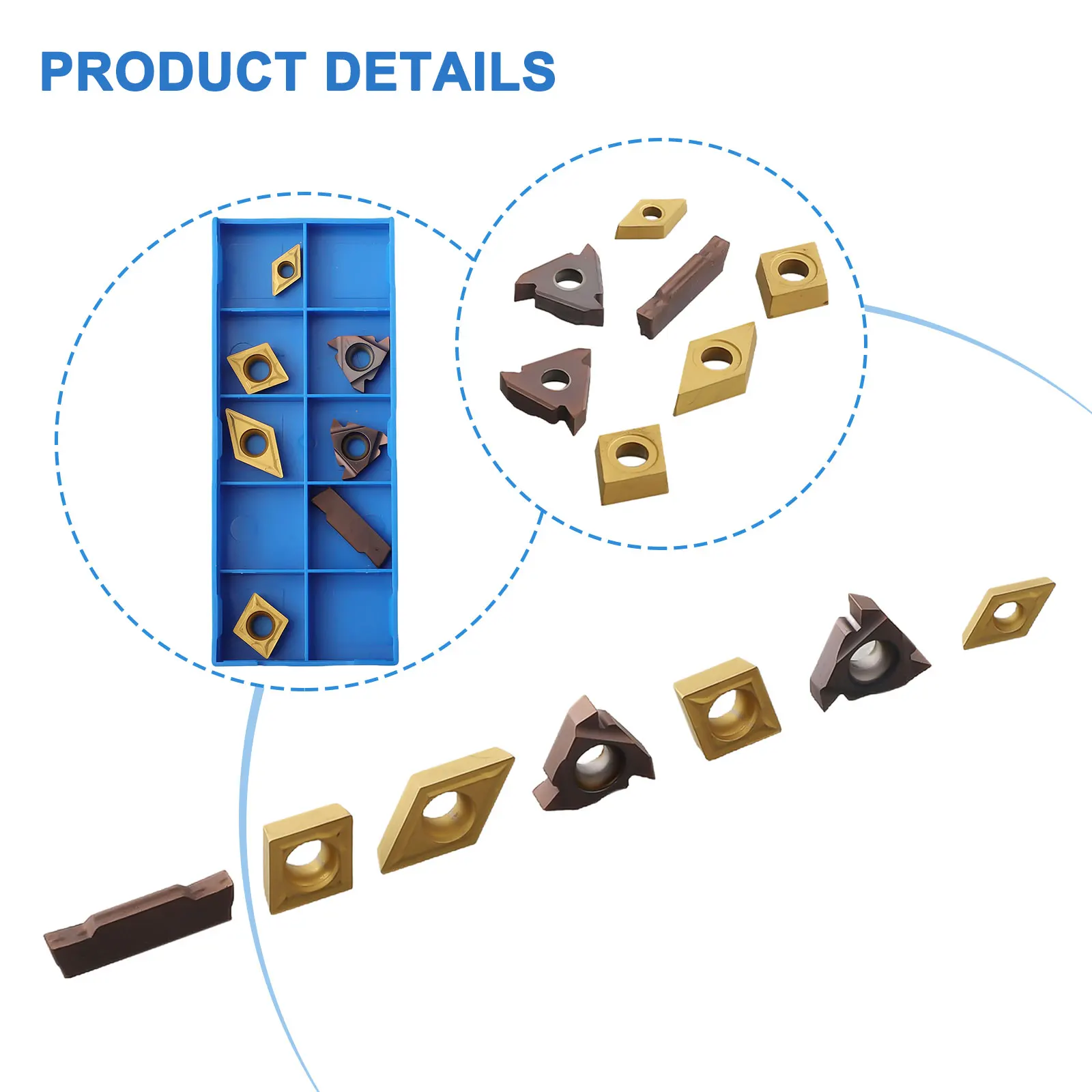 Set of Seven Carbide Inserts Made to Fit a Standard For 16mm Shank Lathe Boring Bar Turning Tool Holder Efficiently