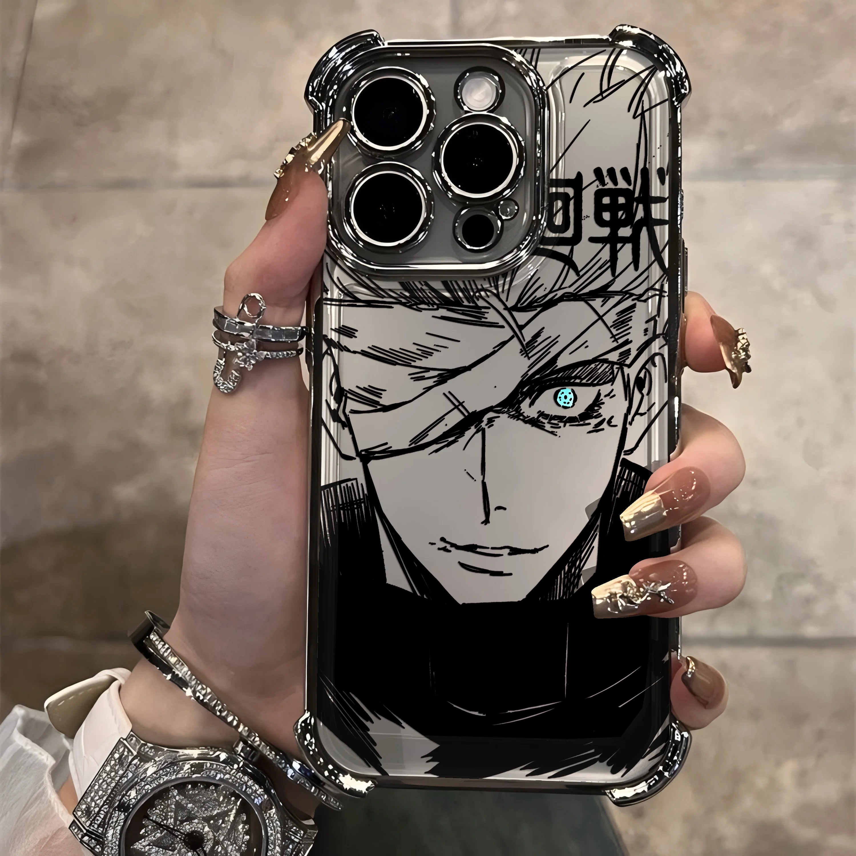 Anime Jujutsu Kaisen Gojo iPhone-suojakuori - close-up view