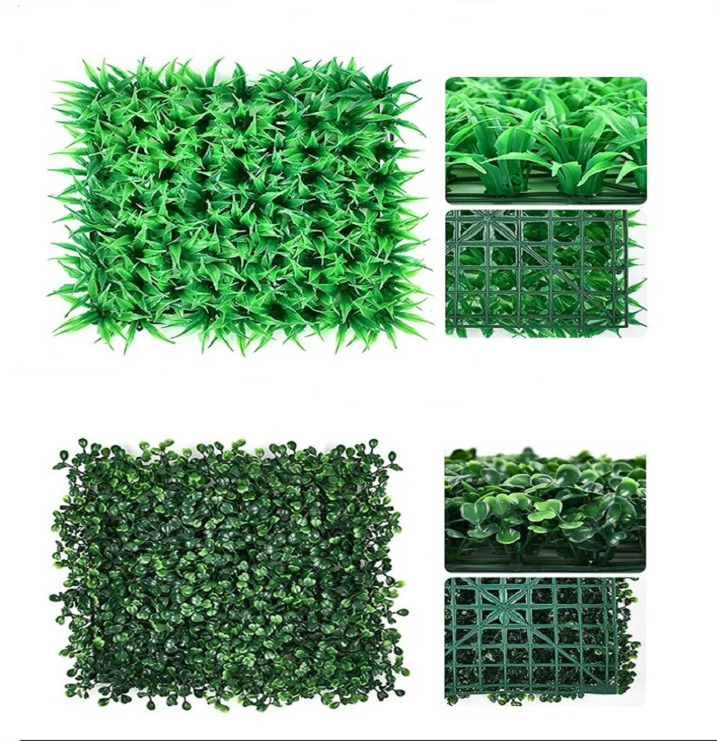 25*25cm Artificial Green Wall Panels Greenery Backdrop Wall Grass Wall Panels Faux Square Green Leaves Privacy Greenery Fence