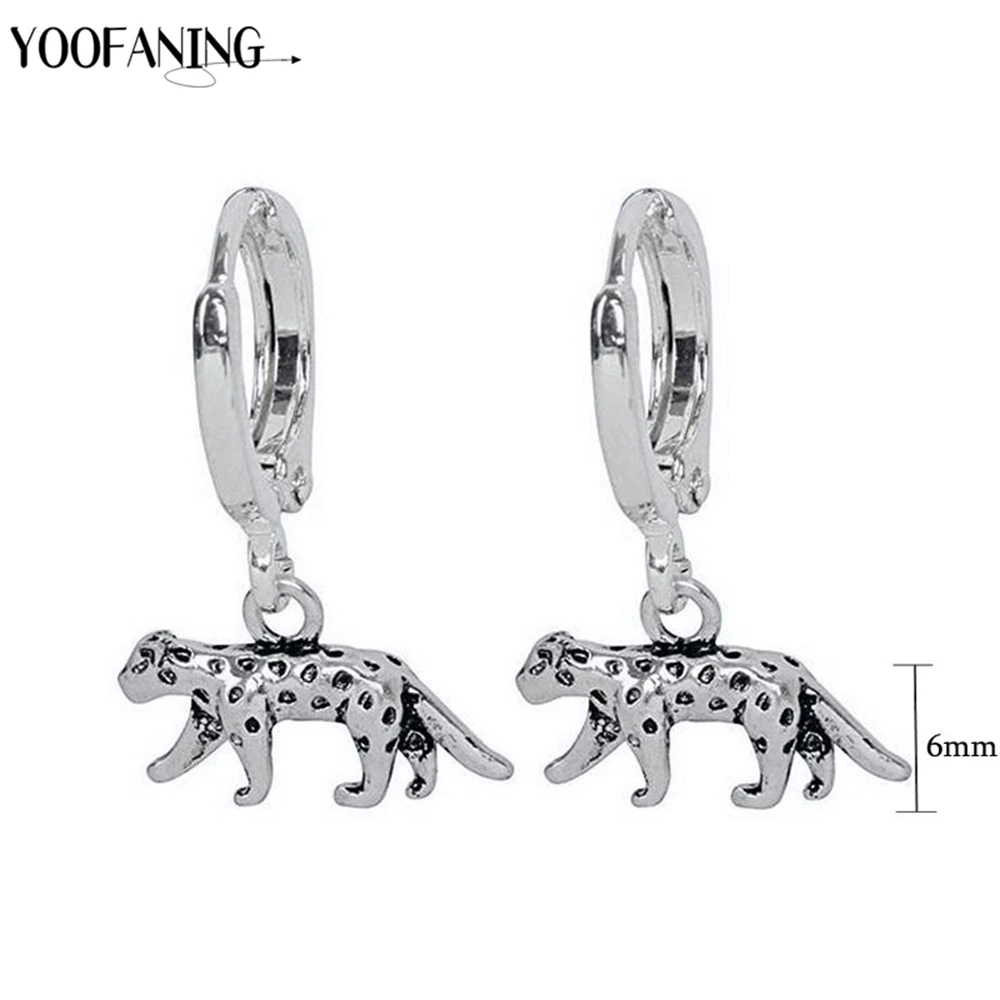 925 Sterling Silver Ear Needle Exquisite Luxury Hoop Earrings Unique Leopard Pendant Animal Design Women\'s Earrings Jewelry Gift