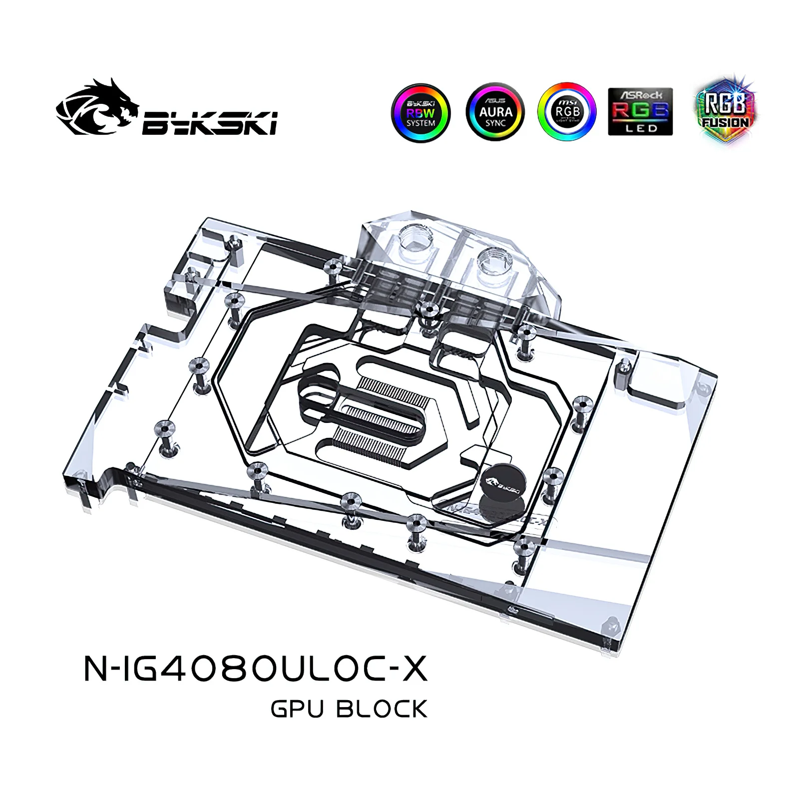 Bykski Full Cover RGB Water Cooling GPU Block for Colorful RTX4080 iGame Ultra W OC N-IG4080ULOC-X
