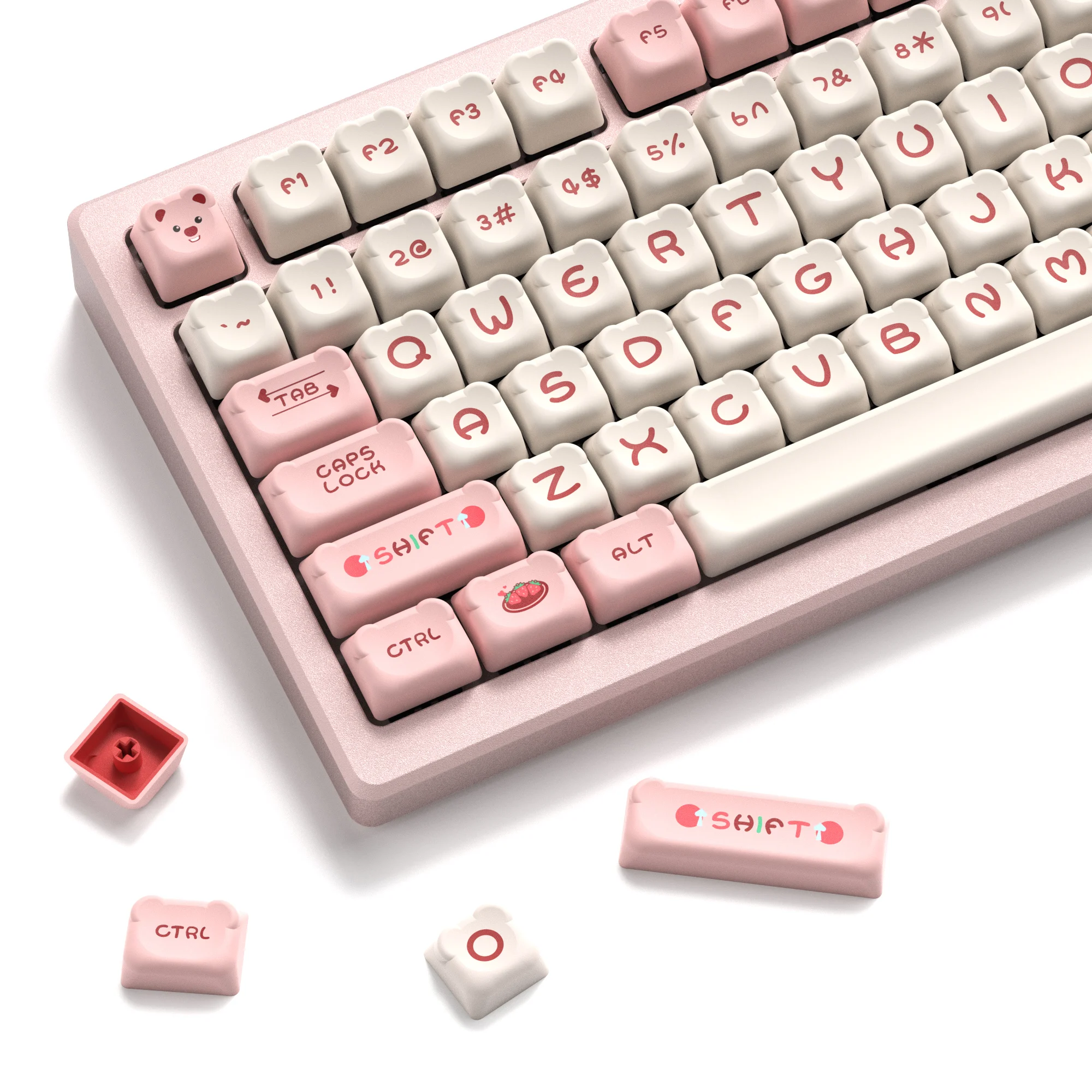 122 teclas mda perfil urso rosa pbt keycaps alfândega duplo tiro tampas para 87/104 cereja mx switch teclado mecânico de jogos