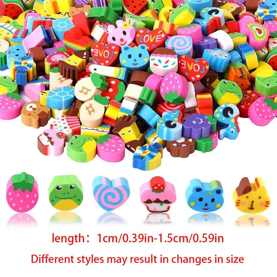 40/120/240pcs Cute Mini Erasers, Animal Fruit Shapes Pencil Eraser for School Stationery, Classroom Reward, Party Favor XJM