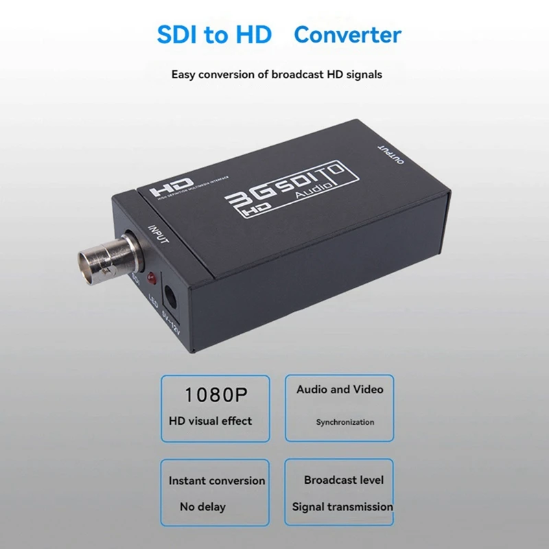 Conversor 3g-sdi para compatível 3g-sdi para hdtv 1080p conversor de transmissão de nível de transmissão para monitor hdtv