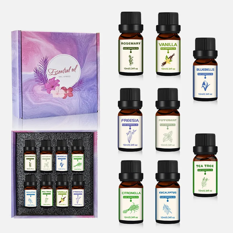 Christmas Aromatherapy Essential Oil Set 6/8Pcs Sweet Orange Lavender Frankincense Oil for Humidifier Diffuser Scent Supplies
