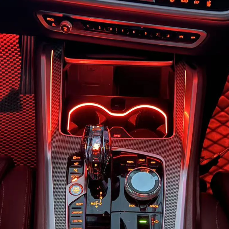 LED Cup Holder Frame For BMW X5 X6 X7 5 Series G30 G38 G20 G05 G06 G07 X3 X4 G01 G02 Ambient Light Car Interior Mouldings
