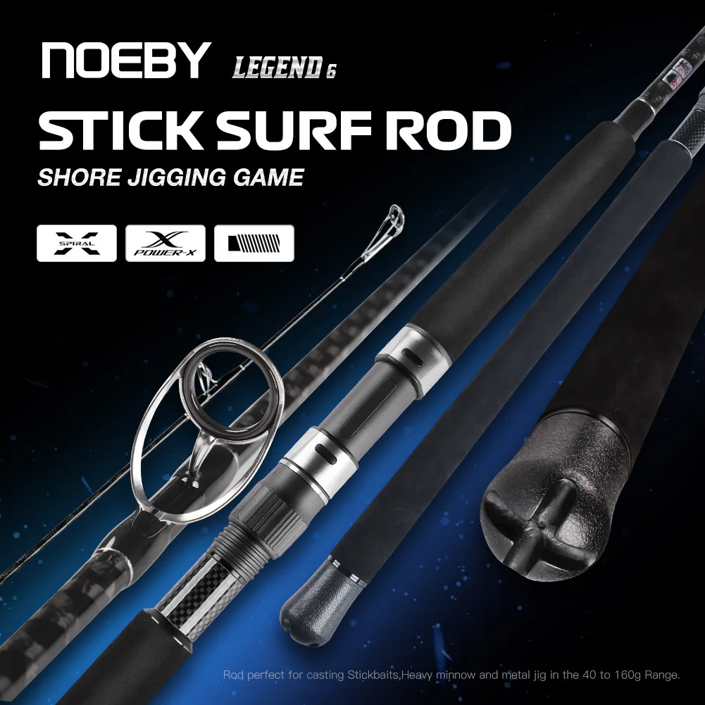 NOEBY  2.6m 2.75m 3.05m Stickbait Surf Spinning Rod 2 Section H XH Power Lure 40-160g Shore Jigging for Saltwater Sea Fishing Ro
