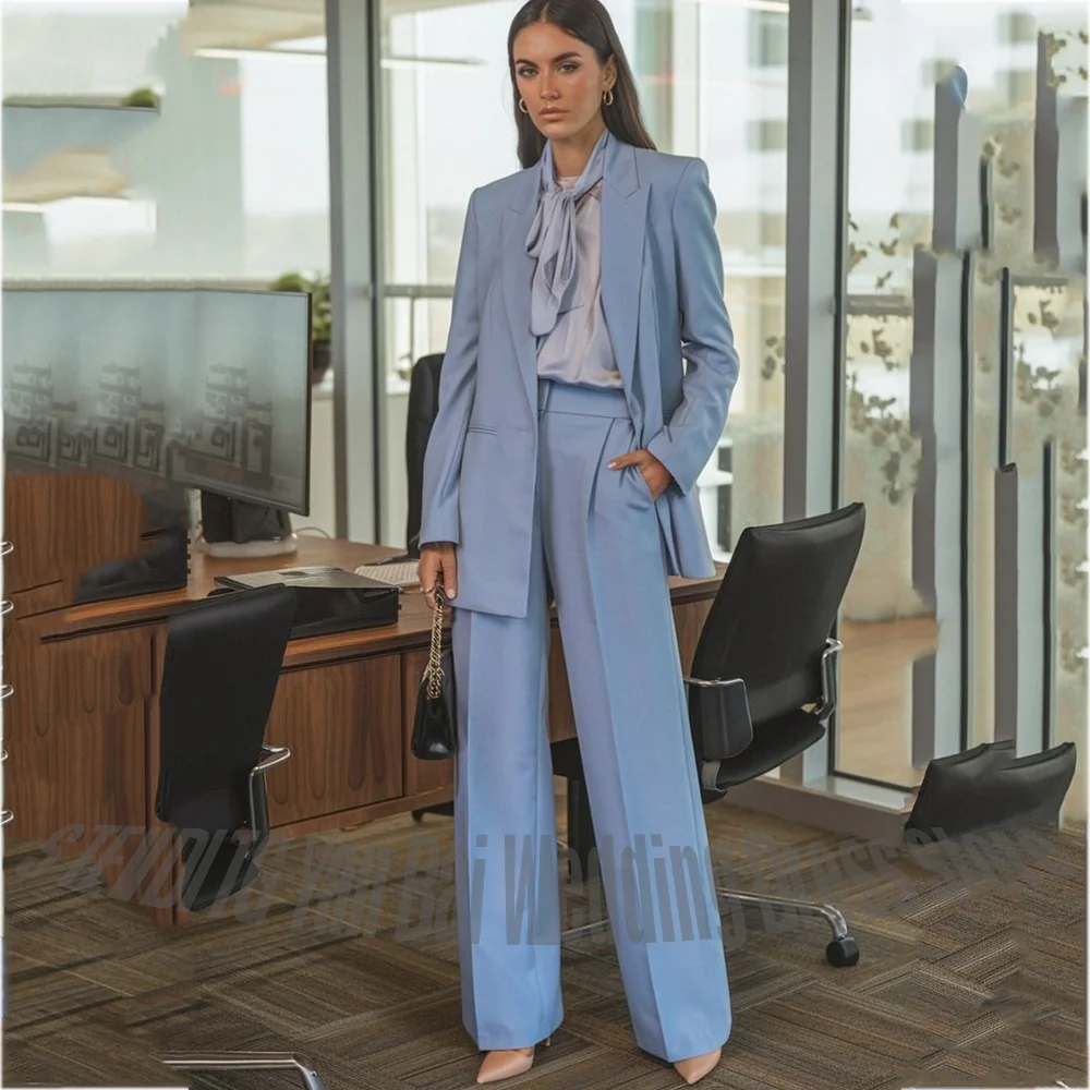 Professional Women's 2 Piece Suit Set Blazer Pants Double Breasted Elegant Outfit for Office Lady Formal Business Occasion