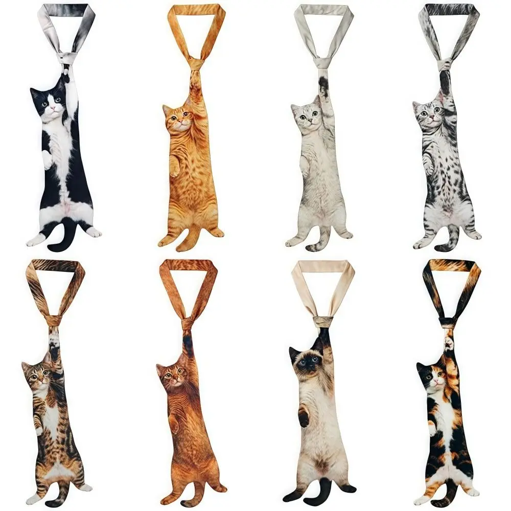 3D Cat Cat-shaped Unisex's Tie Animal Pattern Lifelike Kitten Necktie Satin Fabric Novelty Creative Neck Tie For Wedding Party