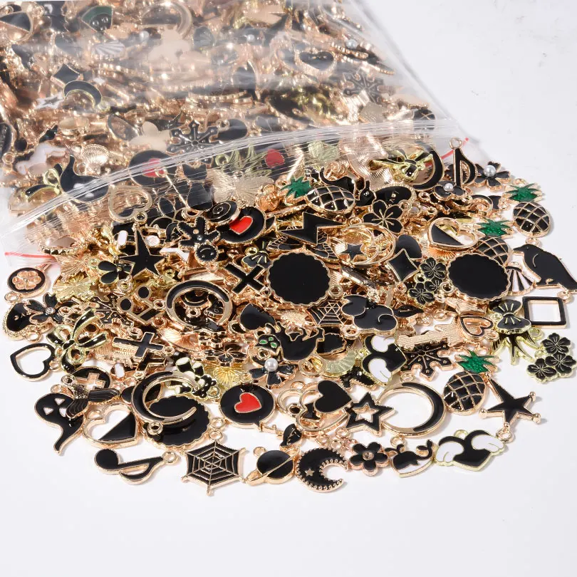 Pendentif en alliage mélangé au hasard, Notes d'amour de lune noire, bricolage pour la fabrication de bijoux à la mode, collier, Bracelet, accessoires, fournitures, 50 pièces