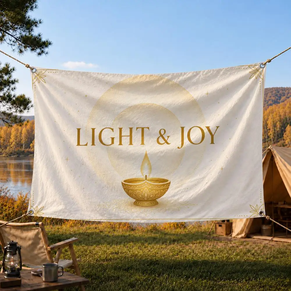 Diwali Festival Classic Vintage Style Flags Home Yard & Garden Decor Banner - Indoor Outdoor Wall Hanging Flag
