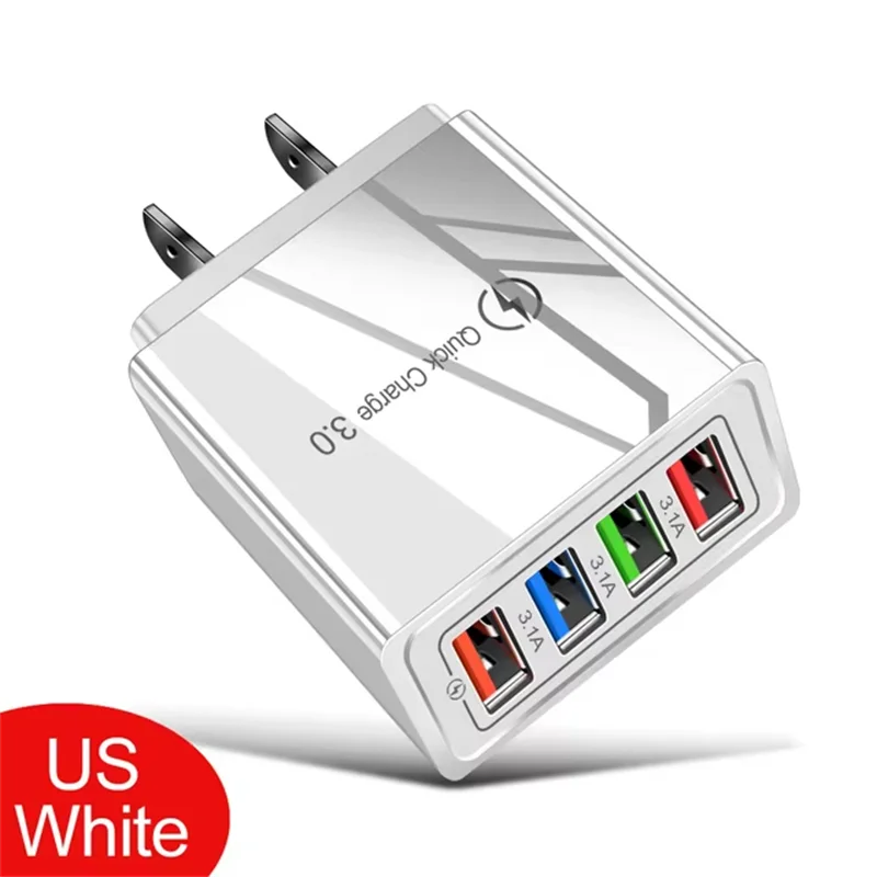 3A Quick Charge 3.0 USB Charger 4 Ports USB Fast Charging Mobile Phone Charger Adapter EU/US Plug For iPhone Samsung Xiaomi POCO, image 10