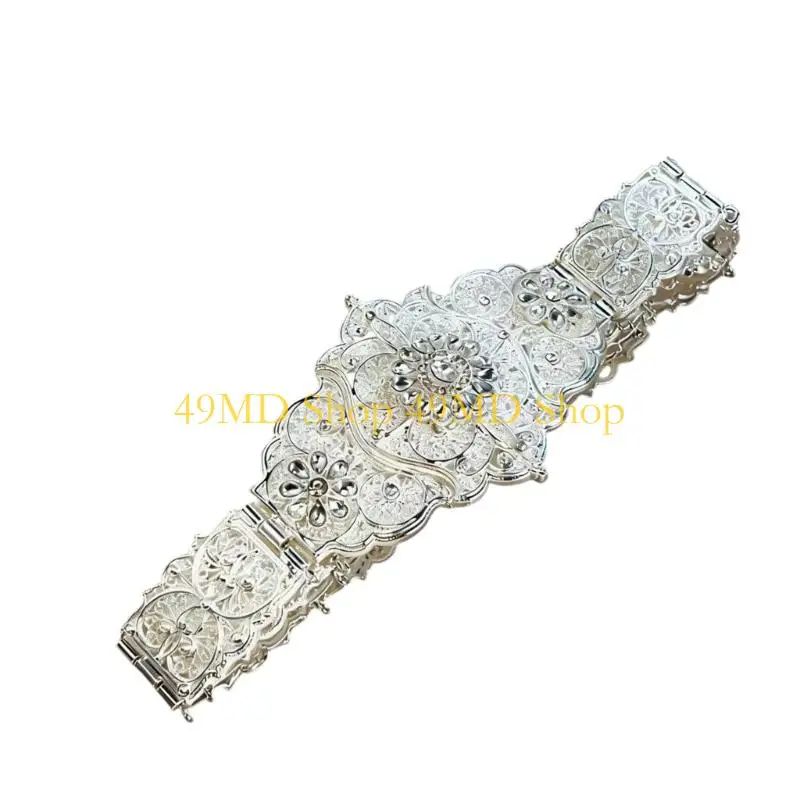 49MD Exquisitely Craft Metal Waist Belt Girdle Showcasing Rich Russian Charm Detail