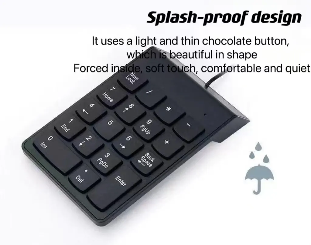 USB لوحة المفاتيح الرقمية سلك Numpad الرقمية 19 مفتاح لوحة المفاتيح الصغيرة للكمبيوتر المحمول الكمبيوتر المحمول أقراص المحاسبة رقم الوسادة الأسهم البنك