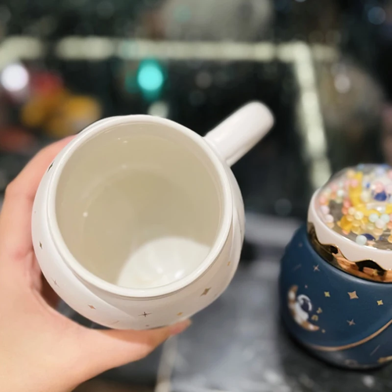 Astronauta série caneca espacial com tampa colher, cerâmica casal água copo, menina dom conjunto, namorado