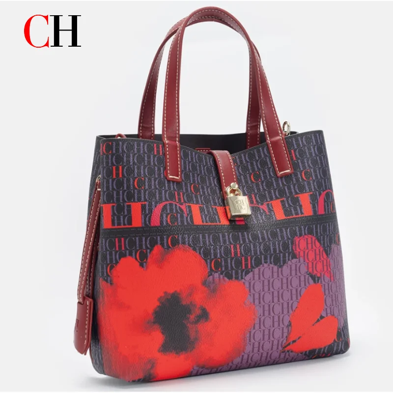 CH Laohua Floral Print Tote Bag Suitable For Both Commuting and Practical Use Stylish Handbag And Shoulder Bag 2025 Edition
