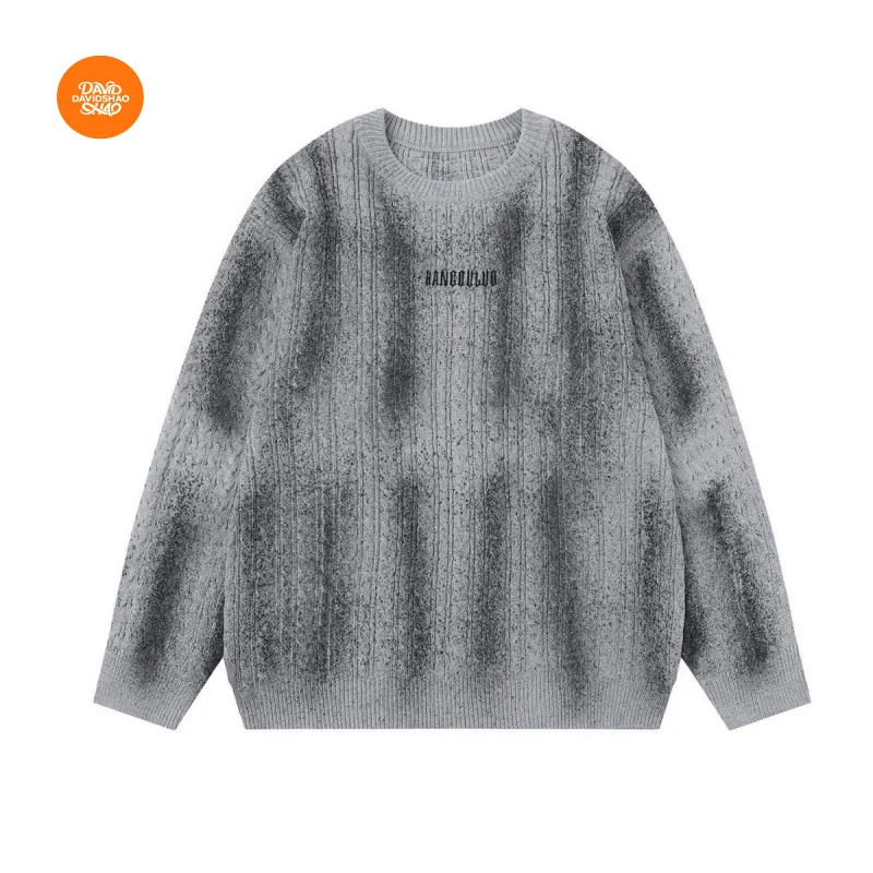 DAVIDSHAO UE EE. UU. Tamaño de alta calidad ropa de calle al aire libre marca de tendencia de lujo invierno hombres residuos suéter de inyección de tinta