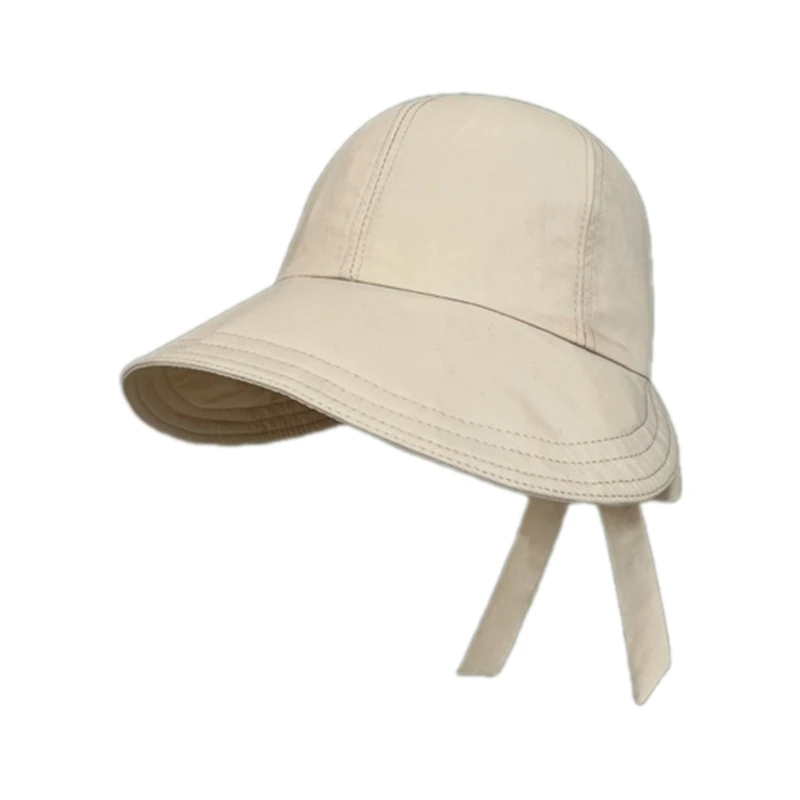 Women Cotton Sun Hat Wide Brimmed Baseball Hat with Bowknot Detail for Hot Day Beach Days Breathable Comfortable Drop Shipping