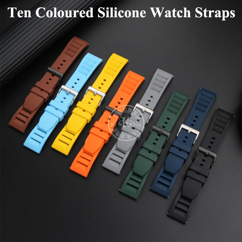 

Quick release Fluorine Rubber WatchBand for Breitling Mido Seiko Casio Citizen Sports Silicone Waterproof Bracelet Strap 20mm