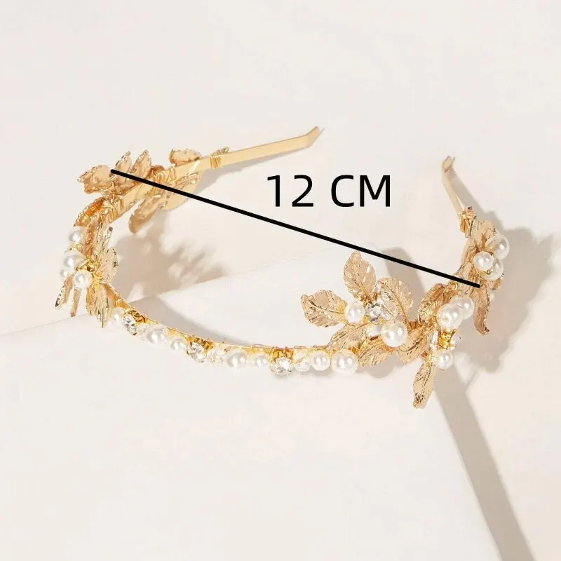 1pcs Europe And The United States Alloy Pearl Leaves Modelling Hair Bands Headdress Baroque Bride Bridesmaid Hair Bands