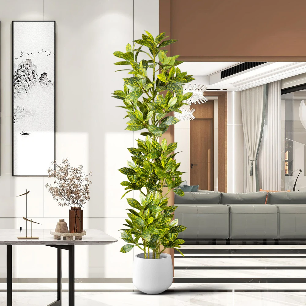 78/117cm  Artificial Banyan Fake Plastic Rubber Branch Real Touch Sprinkle Golden Magnolia Leaves For Home Office Garden Decor
