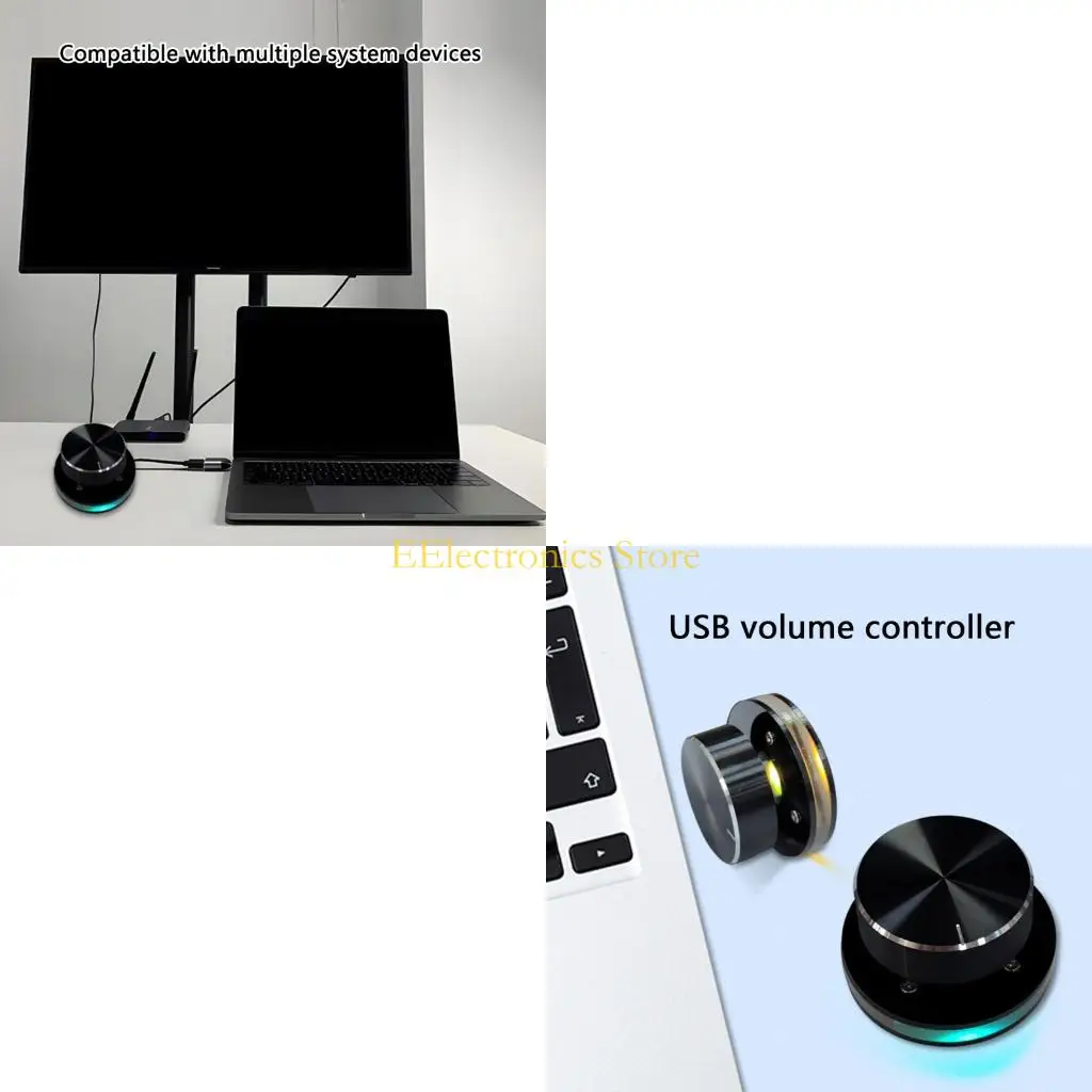 B03C ARGB Backlits USB Volumes Knob Volumes Adjuster for Desktop Computers Gaming Streaming Studio Equipment Accessories