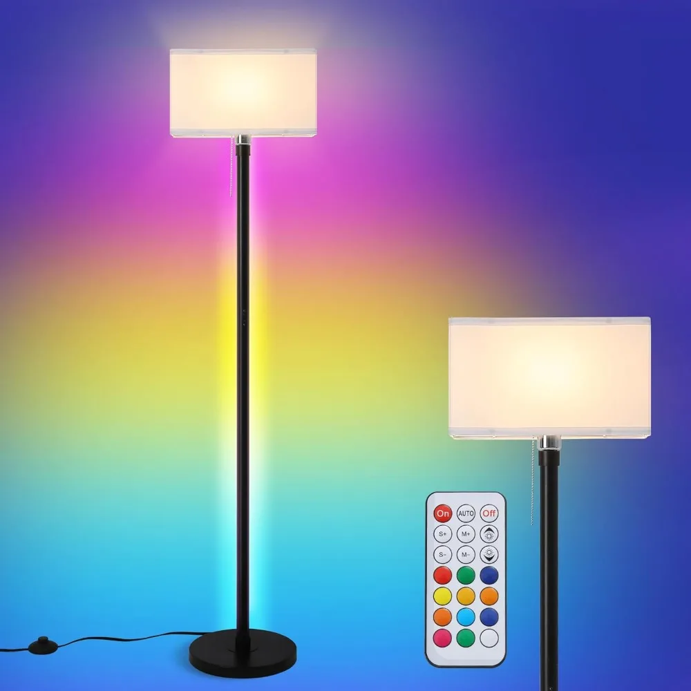 

Floor Lamp with Remote, Creative DIY Colors & Dynamic Rythmic Modes, Lampshade Modern Floor Lamps, LED Corner Lamp