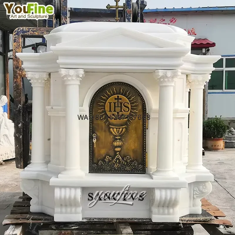 Wmwmnu Hand Carved Marble Eucharist Box Tabernacle for Church Catholic Altar