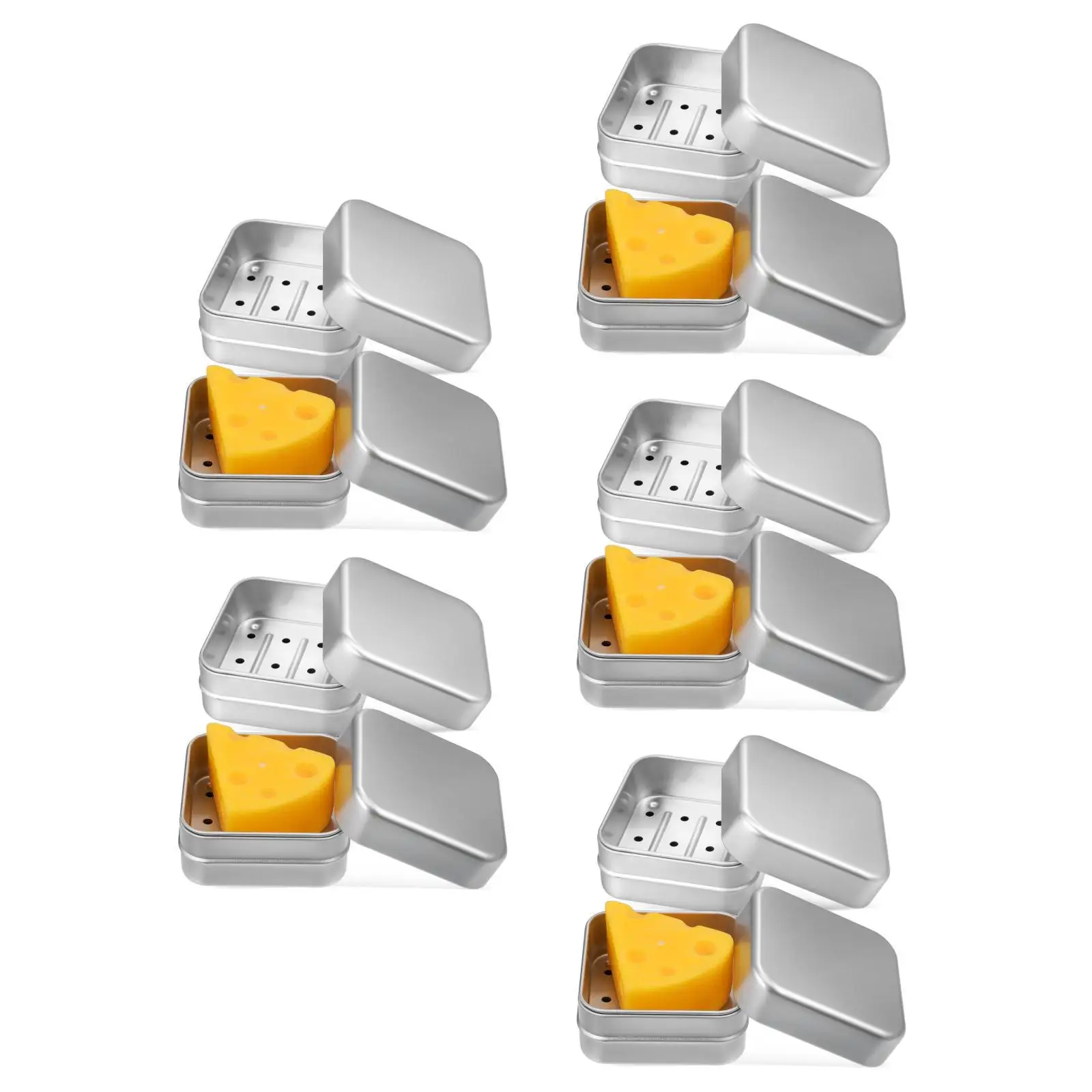 

5pcs Set of 5 Soap Travel Container Case with Lid Aluminium for Traveling Aluminum Holder