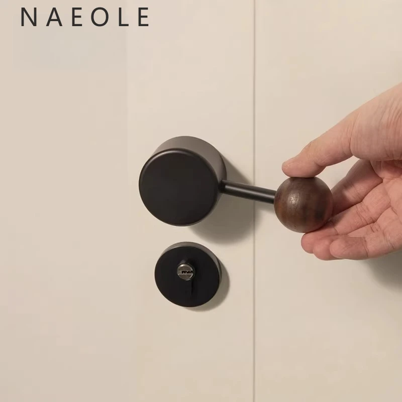 Zinc Alloy Bedroom Door Lock, Indoor Magnetic Silent Wooden Door with Keys, Split Handle, Home Hardware, Home Accessories
